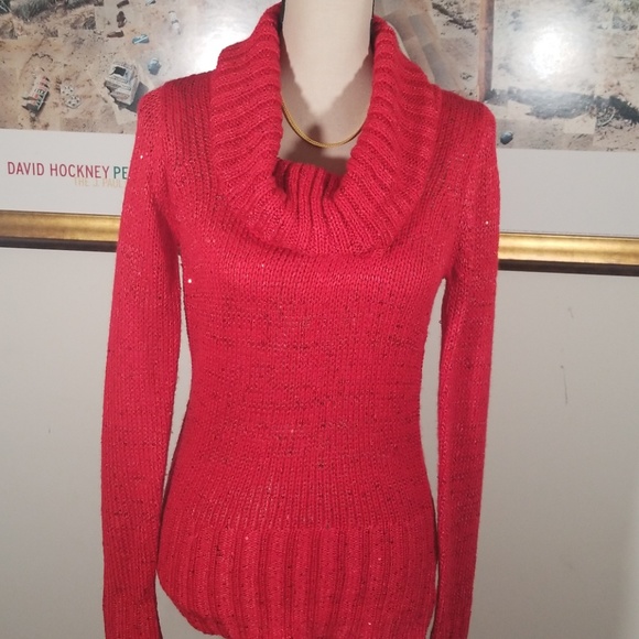 lei Sweaters - Lei cowl neck red sequined sweater. Size M